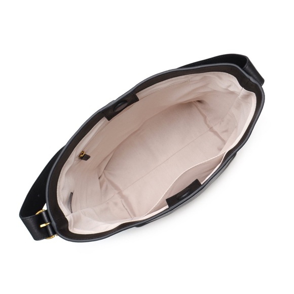 Margot New York Kaye Bucket Bag in Black, Leather, Lg Shoulder Purse Laptop Tote - Picture 4 of 9